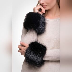 Elegant Black Faux Fur Cuffs